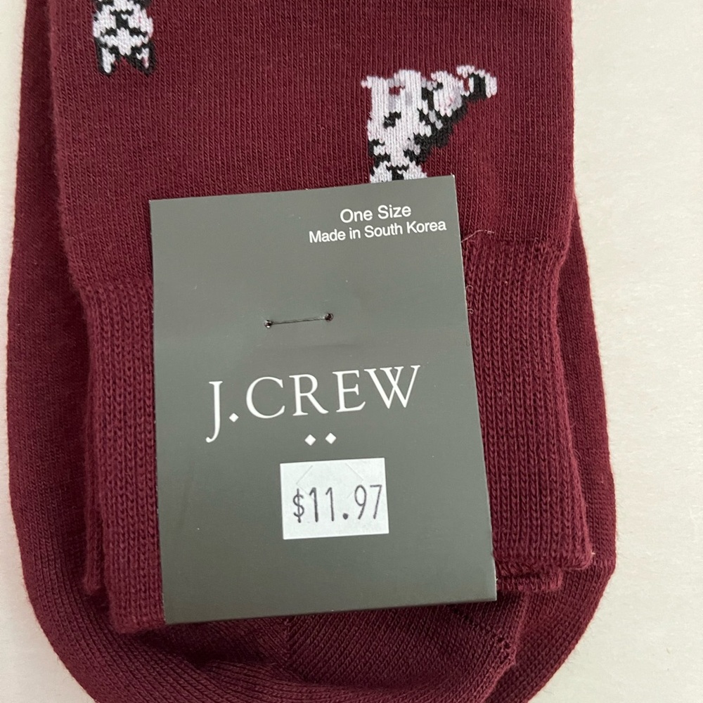 J. Crew Burgundy Patterned Men's Socks One Size Husky, Dog, Maroon - Picture 2 of 5